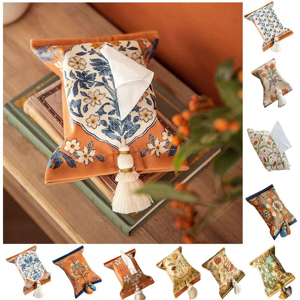 Rectangle Short Plush Tissue Bag 18x24cm Napkin Paper Box Retro Tissue Box Holder  Office