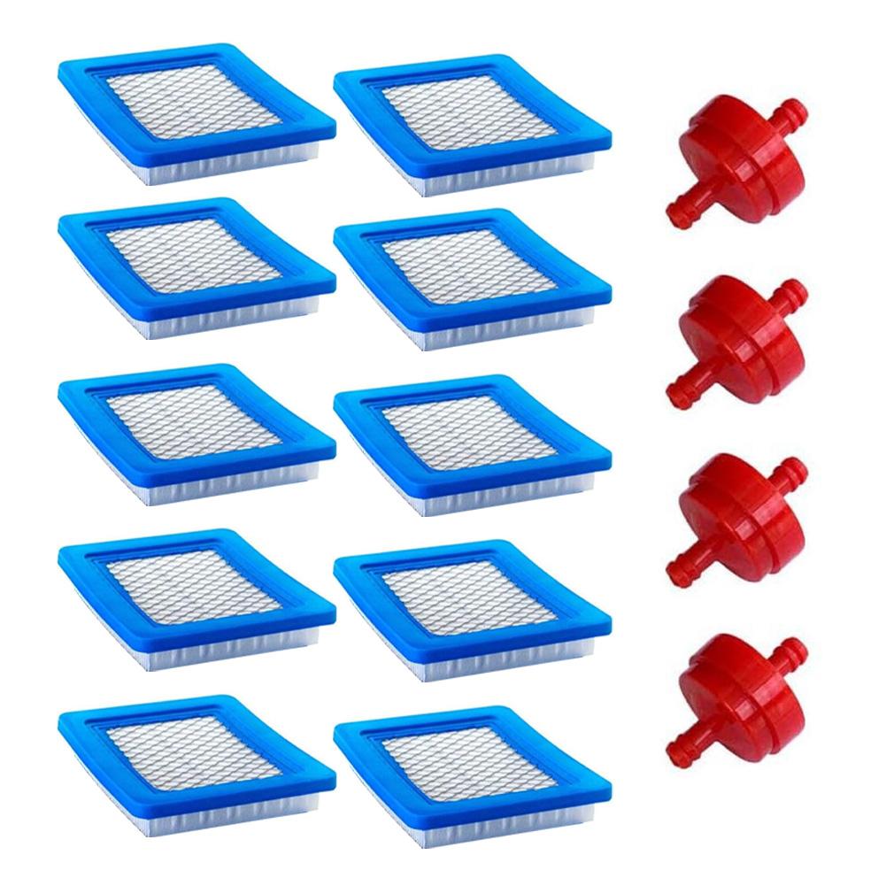 10 Pack 491588S Air Filter + 394358 Oil Filter Compatible With 491588 4915885 Hand Push Lawn Mower Replacement Accessories Part