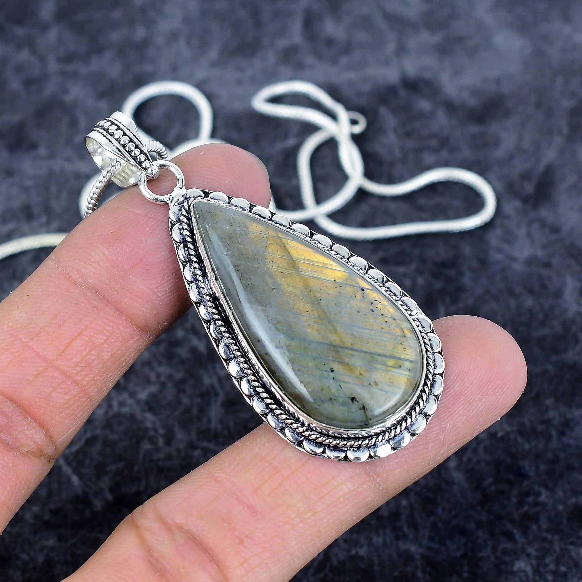 

Labradorite Gemstone Handmade 925 Sterling Silver Jewelry Pendant 2.52 M-2934