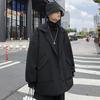 Men Woolen Coat Lapel Long Sleeve Single Breasted Windbreaker Solid Color Loose Fit Mid-length Coat with Pockets Formal Wear