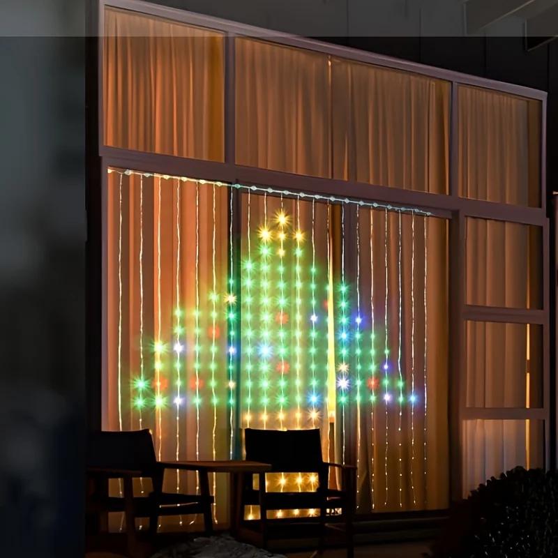 Smart Curtain Light 400 LED DIY Pattern Text APP Remote Control Halloween Christmas Store Bar Indoor Outdoor Party Decoration