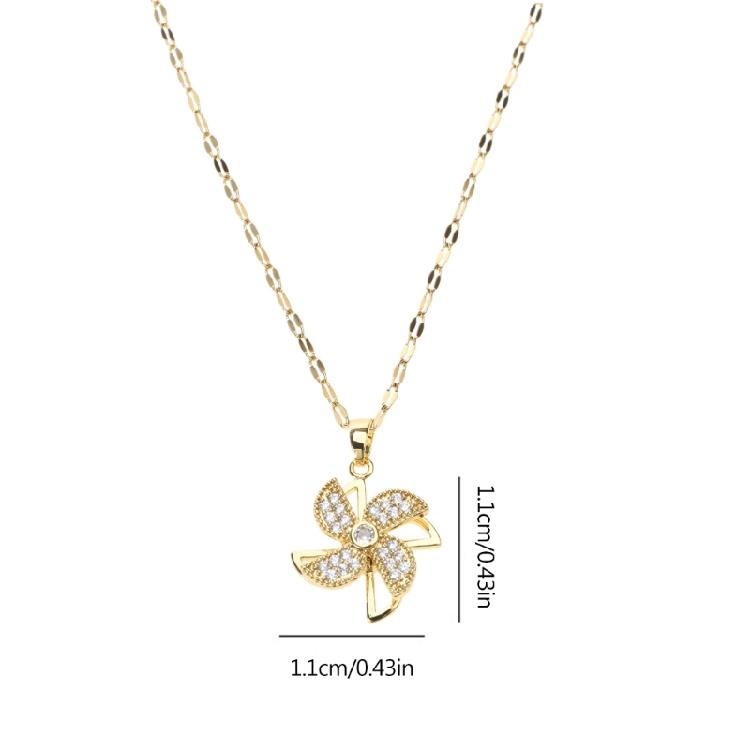 Windmill Pendant Necklace Jewelry Decor Fidget Pinwheel Necklace for Anxiety Ins