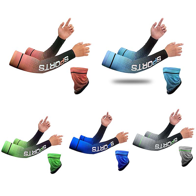 2023New Ice Silk Sleeve Sunscreen Cuff Uv Sun Protection Arm Sleeves Anti-Slip Men Women Long Gloves Outdoor Cool Sport Cycling