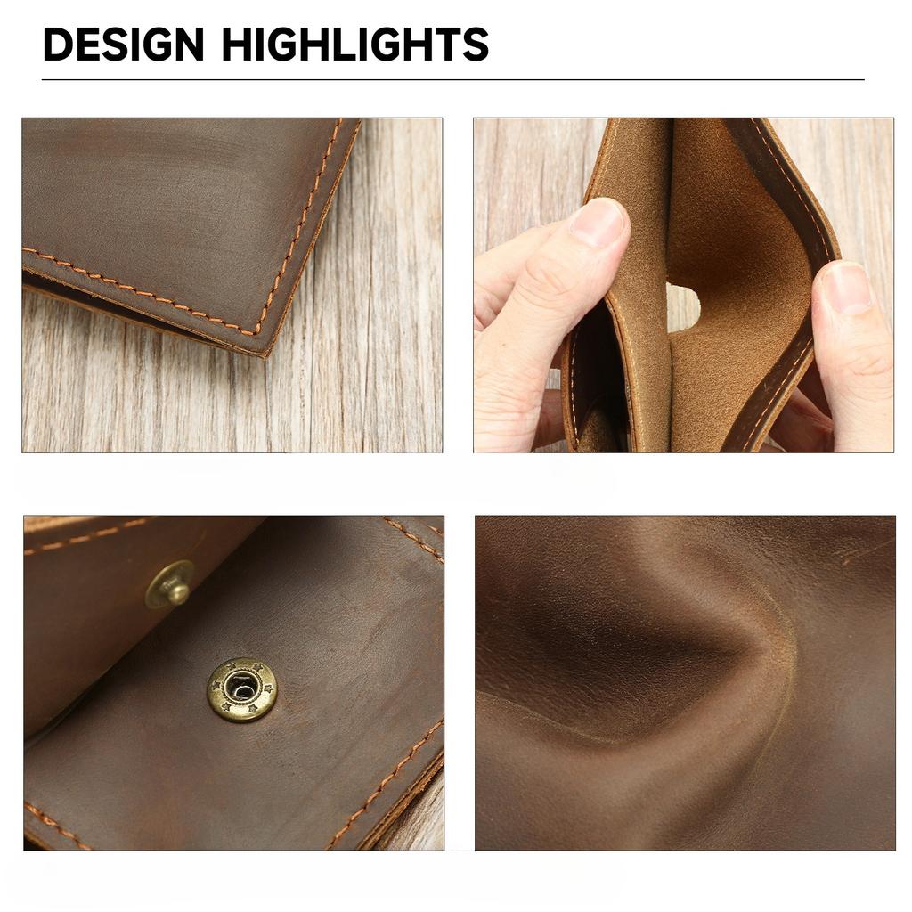 Short Leather Wallet with Multiple Slots, Coin Purse, Card Case, High-end Bag, Leather Wallet, Men's Style