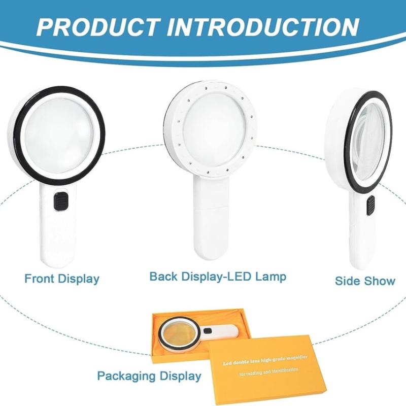 Portable Reading 30x Magnifier with 12 LED Lights