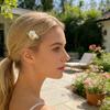 4Pcs Girl Hairpin Hand-Sewn Fabric Flowers Hair Clip with Green Leaves Side Clips Hair Accessories Spring Wear
