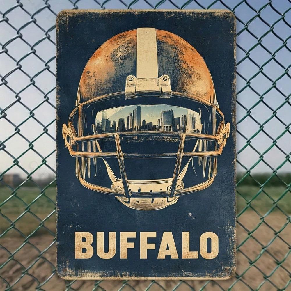 Vintage Buffalo Football Metal Sign 8x12 Inch Aluminum Wall Decor Home Bar Garage