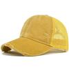 Distressed washed baseball cap soft top duckbill retro mesh cap personalized couple's curved brim hat solid color sun hat