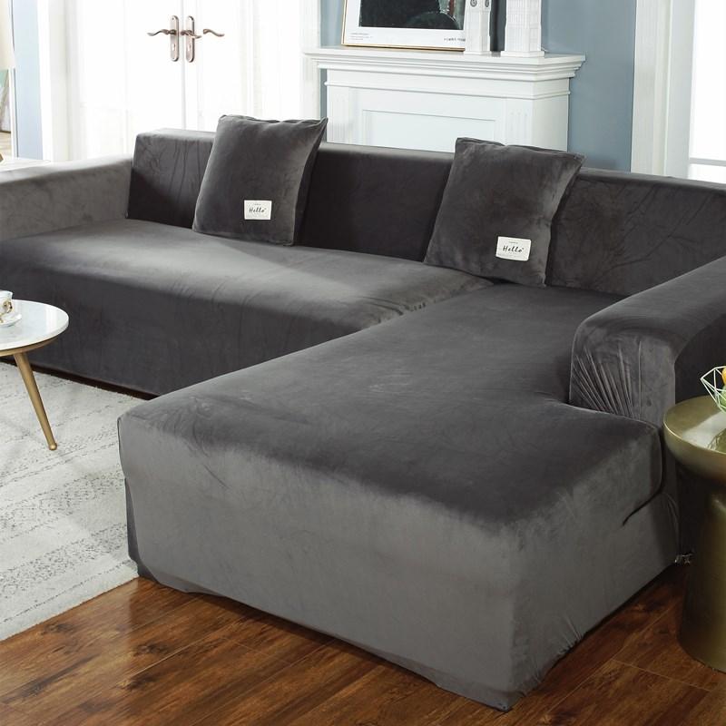 Velvet Sofa Cover For Living Room Elastic Thick Plush Sofa Cover For Sofa L-Shaped Corner Sofa Covers 1/2/3/4 Seater