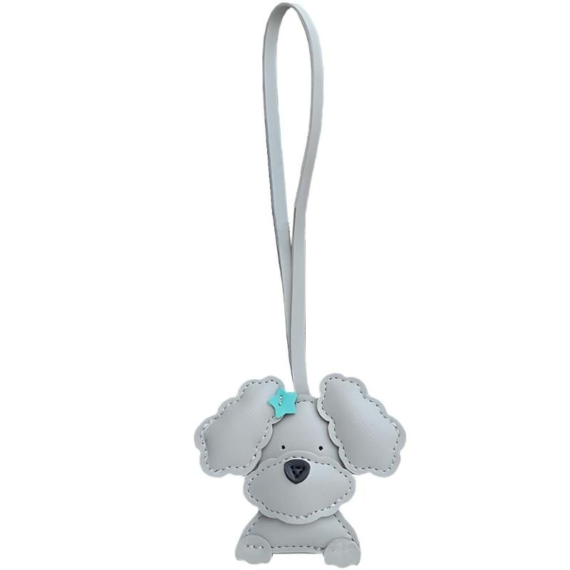 Adorable Curly Dog Keychain PU Leather Bag Charm With Secure Metal Hook For Purse Backpack Decoration Lightweight Design