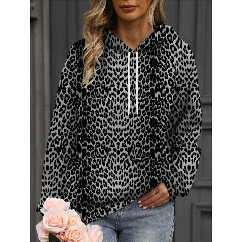 Womens Oversized Hooded Sweatshirt With 3D Print Soft Cotton Blend Long Sleeve Pullover Casual Wear