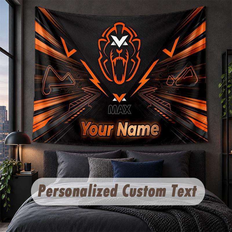 Custom Name Text Tapestry,Max Verstappen Decorative Wall Hanging, Background Tapestry For Home Bedroom