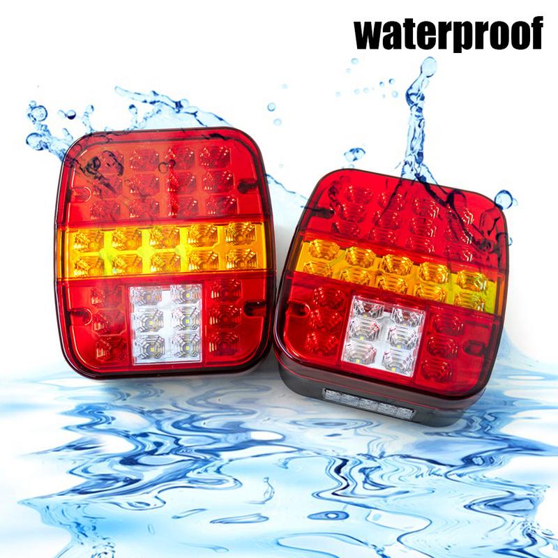 2pcs 12V 24V 39 LED Tail Light Combination Stop Turn Signal Light Trailer Tail License Plate Lamp Truck Rear Lamp Waterproof