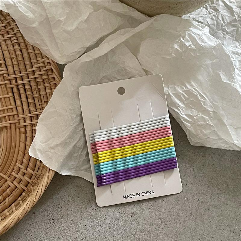 Cream Color Rainbow Wave One-word Clip Set Cute Girl with Broken Hair Bangs Clip Korean Version of The Hair Clip Side Clip