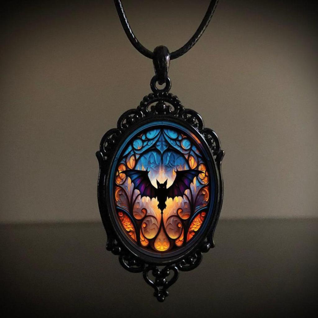 Gothic Vampireule Cameo Halskette Frauen Männer Mode Pagan Hexe Schmuck Zubehör Geschenk Blut Eule Glas Charme Seil Kette Halsband