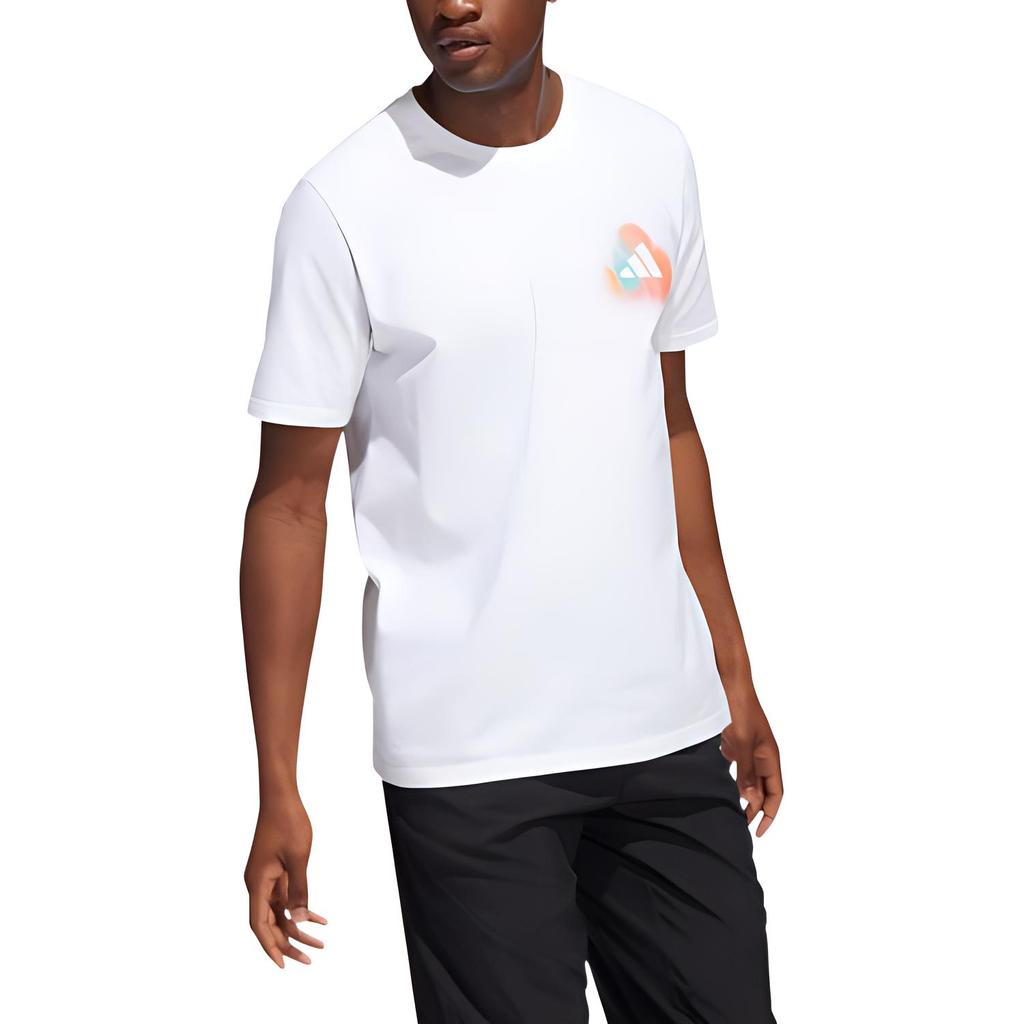 adidas T Shirts Men's White Crew Neck Moderate Straight Fit IC8107