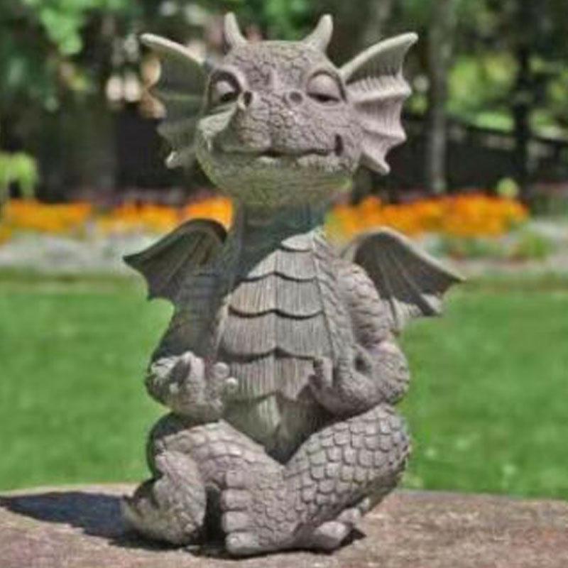 Décoration de jardin intérieur et extérieur Jardin Statue,Résine Dinosaur Ornements de Jardin,Médité Dragon Sculpture Murale Art Statuem,Figurine de jardin