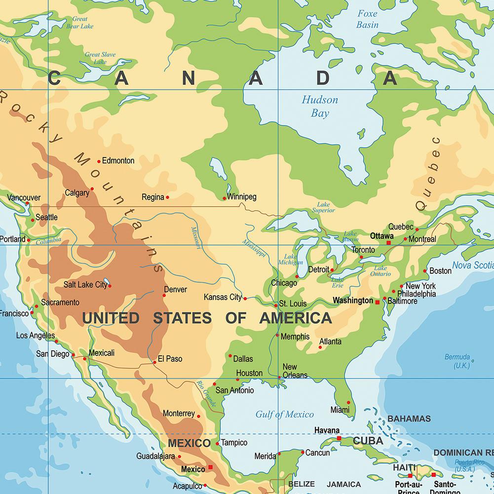 Χωρίς πλαίσιο Παγκόσμιος Τοπογραφικός Χάρτης Αγγλικός Εκπαιδευτικός Επιτοίχιος για Αίθουσα Διδασκαλίας, Σαλόνι, Διακόσμηση Δωματίου Δώρο Ταξιδιωτικά Είδη