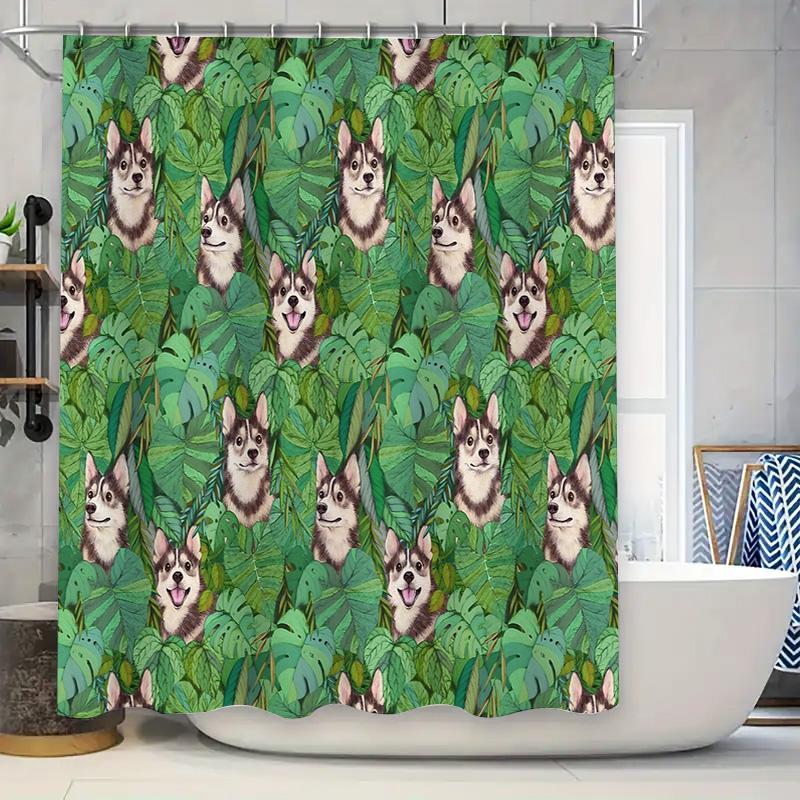 

Tropical Shower Curtain Lush Monstera Leaf Pattern Bathroom Decor Waterproof Fabric Modern Farmhouse Jungle Themed Backdrop W60H190(CM)-1 Pcs