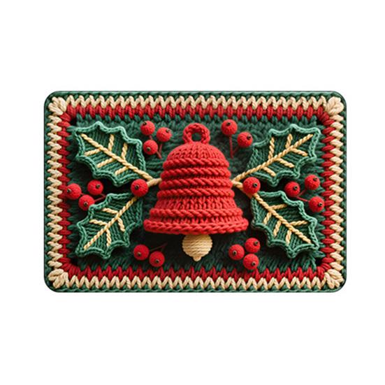 Christmas Floor Mat 3D Effect Pattern Doormat Santa Welcome Mat Non-Slip Xmas Tree Snowman Floor Rug for Entryway Porch