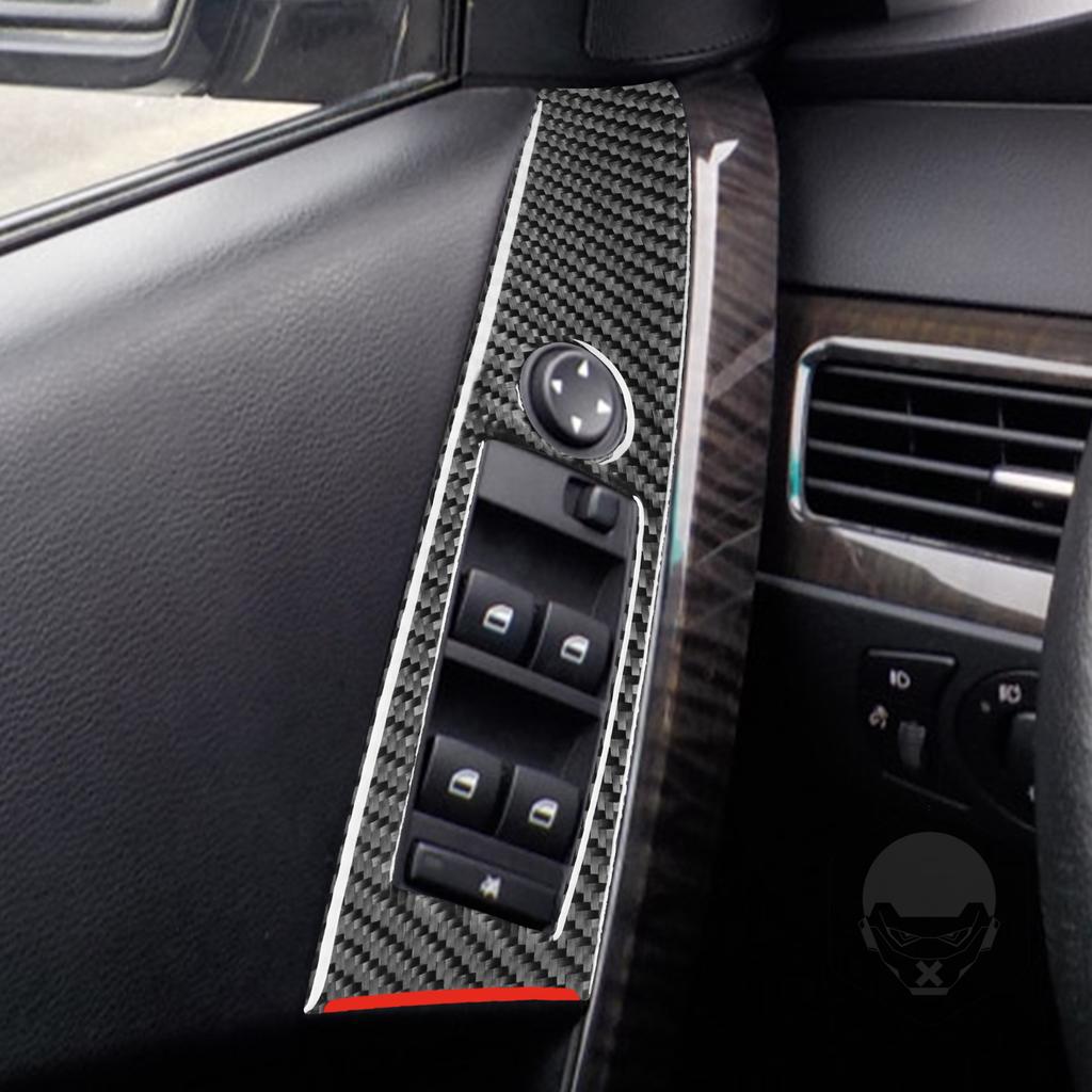 Pentru BMW Seria 5 E60 2004-2007, fibră de carbon, buton de ridicare a geamului, capac ornamental, accesorii pentru interiorul mașinii, decorare