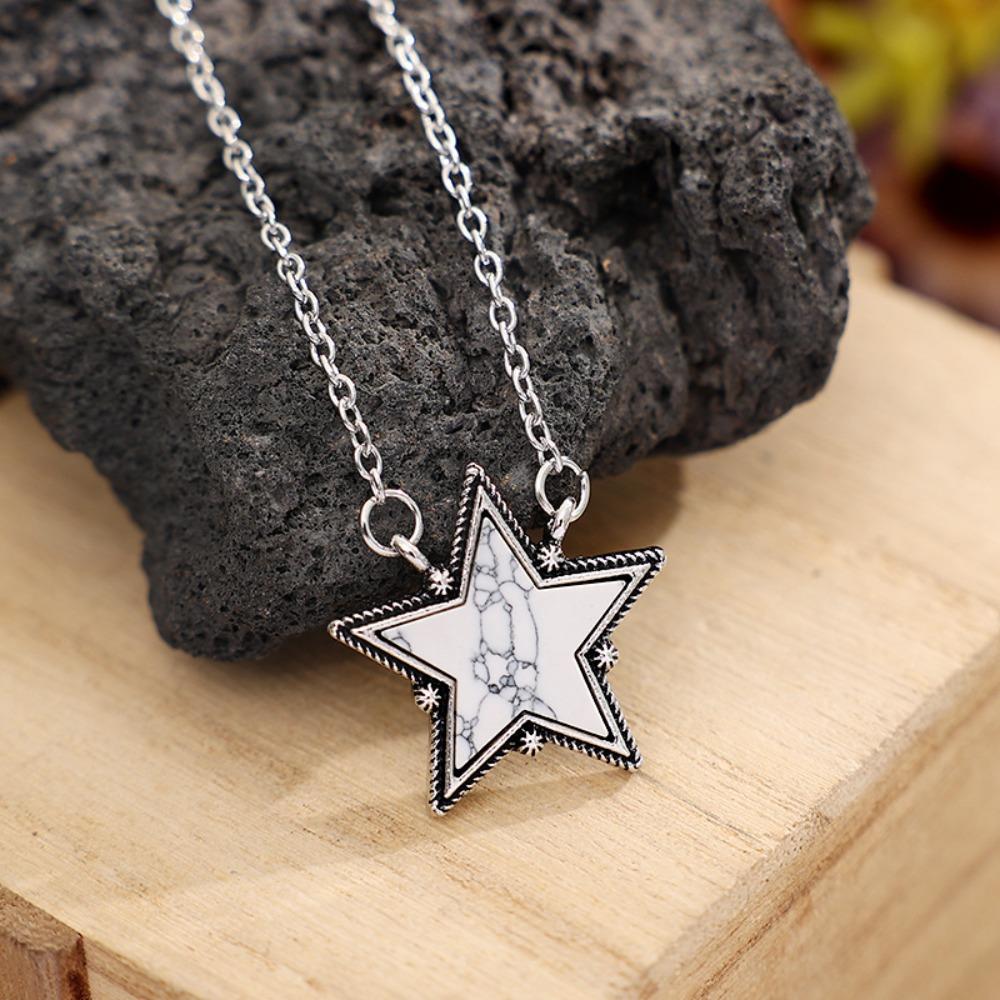 

Handmade Five-pointed Star Necklace Layered Chain Hip-hop Clavicle Chain Summer Beach Style A