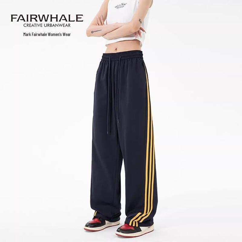 Mark Fairwhale Women s 3-Stripe High-Waist Wide-Leg Casual Pants L