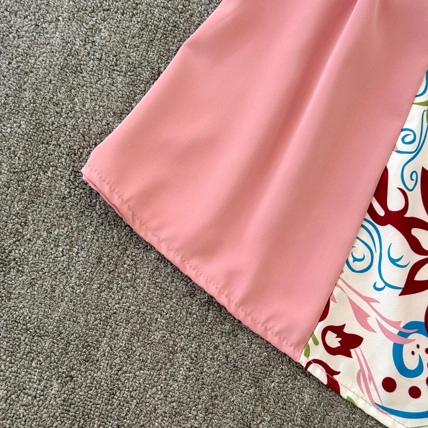 Осеннее винтажное женское длинное платье в стиле пэчворк с принтом — фото 15