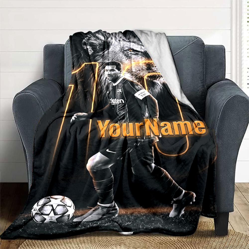 Messi Customize Your Name Blanket Cozy Customizable Blanket Comfortable Versatile for Picnics Livingroom Living Room Nap Ideal for All Seasons