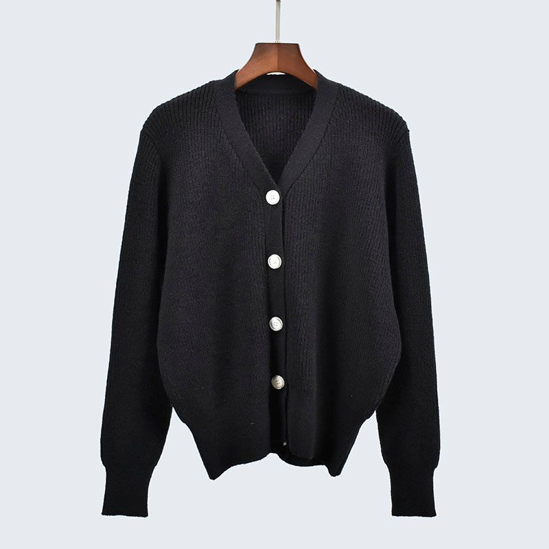 Fall and Winter Thick Long Sleeves Loose and Lazy Style Versatile Single-Breasted Pure Color Knitting Sweater Outwear Women's Clothing