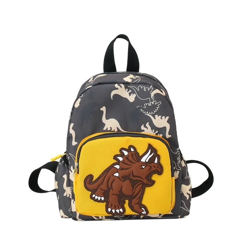 Stylish Breathable Nylon School Backpack With Cartoon Dinosaur Design For Kids