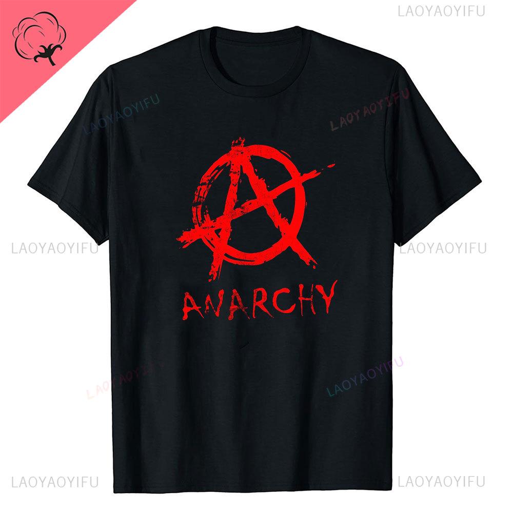 Anarchie Anarchisten Symbole KEINE GÖTTER KEINE HERREN Aufgedrucktes T-Shirt Vintage Grunge Sommer Polyester Kleidung Harajuku Mode T-Shirt