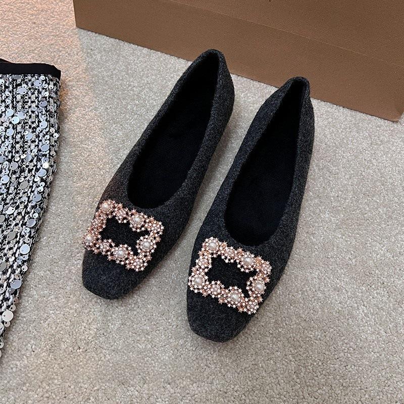 Small square buckle fluffy shoes women s winter plush fluffy diamond buckle gray Mary Jane single shoes women 40 серый