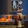 Yousheng Halloween Wood Witch Broom Porch Sign Spooky Halloween Witch Broomstick for Indoor Outdoor Porch Yard Home Decor