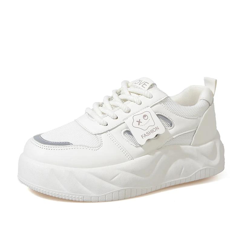 Jaro Podzim Nový Přírůstek Kulatá Špička Pohodlné Ležérní Jednobarevné Elegantní Dámské Boty Mělký Výkroj Prodyšné Sportovní Boty