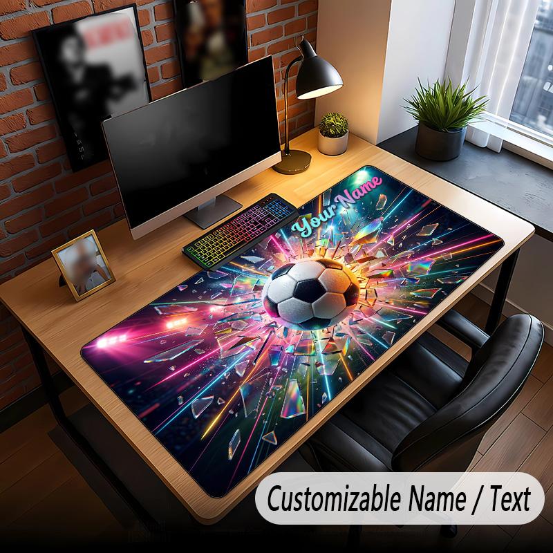 Soccer Theme Custom Mouse Pad Personalized With Name Text Customized Desk Mat For Office Home Decor
