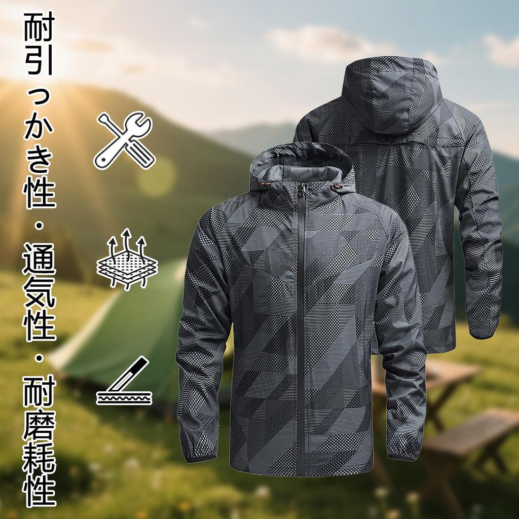 Stabbon Lightweight Windbreaker with Fleece Plus Sizes Thin and Korean Sports Hooded Mountain Ultra Lightweight Plus Sizes Long Hiking Dark Men's