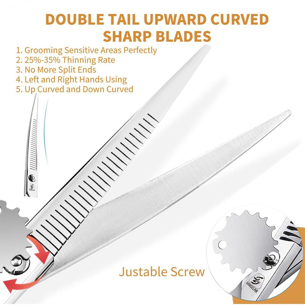 SANGELAR 7 Inch Japan 440c Curved Chunker Scissors Paint Shaped Scissors Pet Grooming Shear Special Design