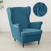 Nordic Solid Color Wing Chair Cover Velvet Stretch Armchair Covers Removable Relax Sofa Slipcovers with Seat Cushion Slipcover