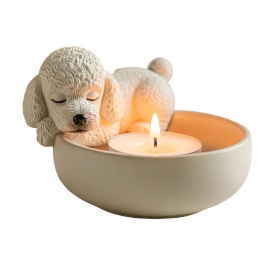 

Расписанный вручную подсвечник в виде щенка для вотивных свечей и чайных свечей, подставка для свечей, украшение для гостиной, ванной комнаты, подсвечник, украшение для центра стола