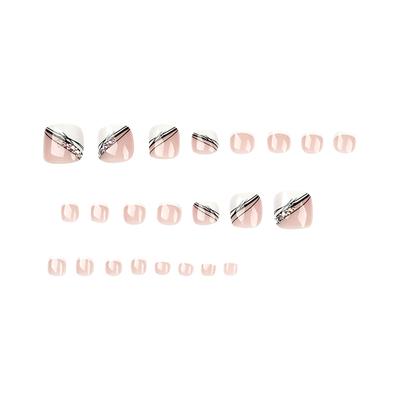 24 Stück künstliche Zehennägel zum Aufkleben, abnehmbare Maniküre, 10 ml