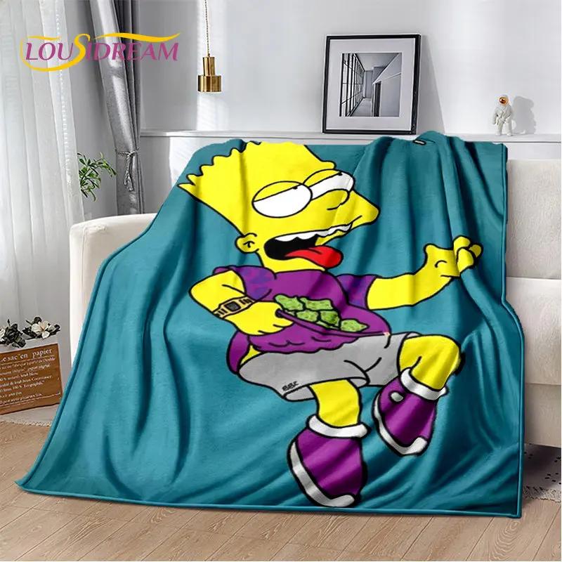 De S-Simpsons Cartoon Pluche Deken, Flanellen Deken Kinderen Plaid voor Woonkamer Slaapkamer Bed Bank Wandelen Vrije Tijd Dutten