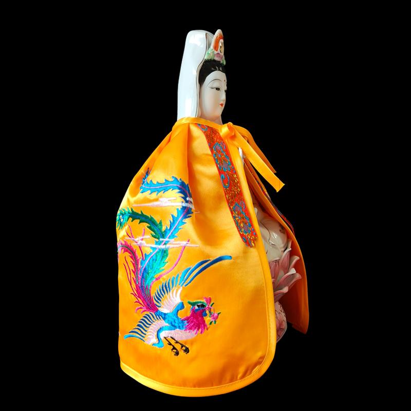 Only Cloak Zen Lotus Guanyin Buddha Statue Small Cloak Guanyin Bodhisattva Goddess Decor Embroidered Shawl Without Resin Buddha