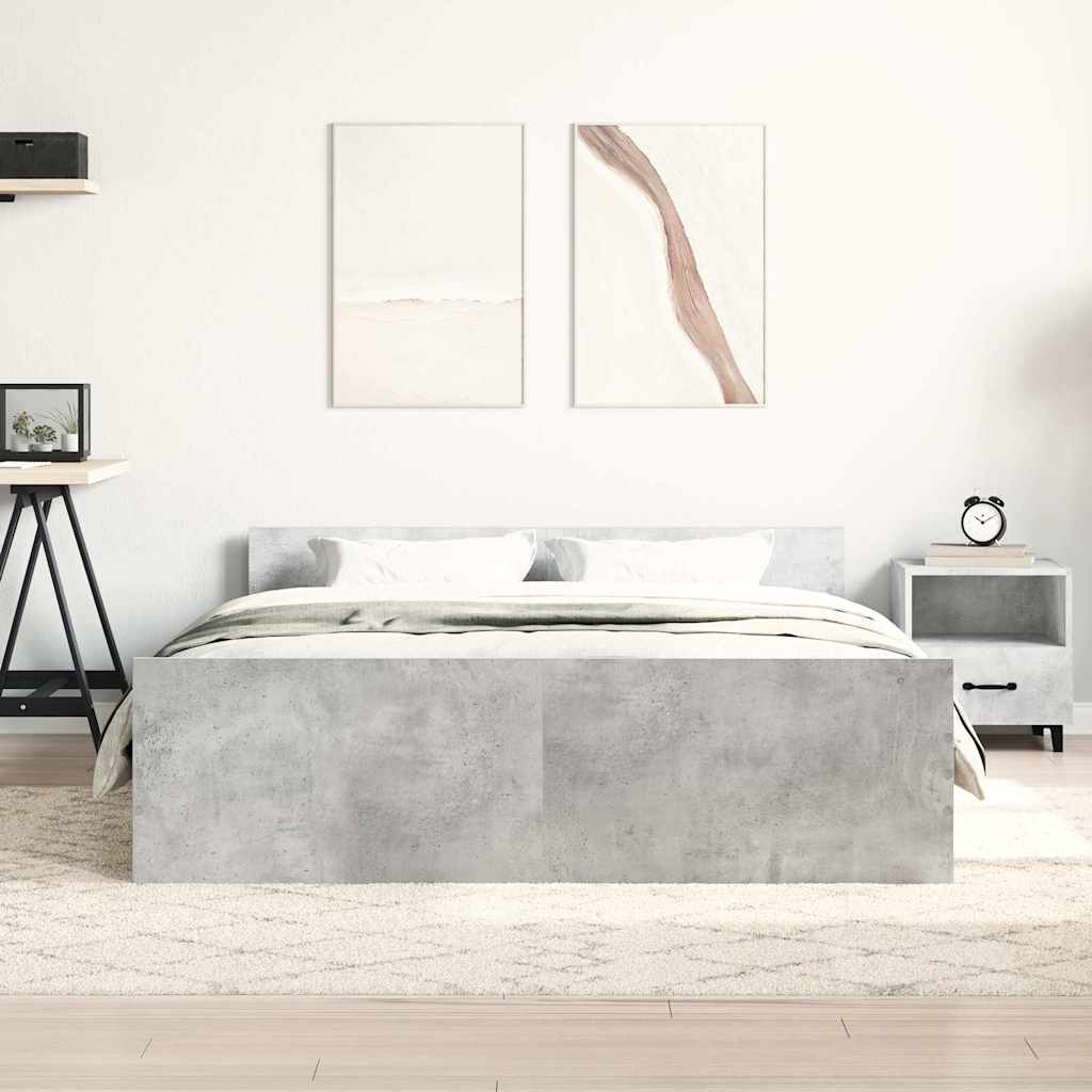 Bed Frame with Headboard and Footboard Concrete Grey 120 x 200 cm