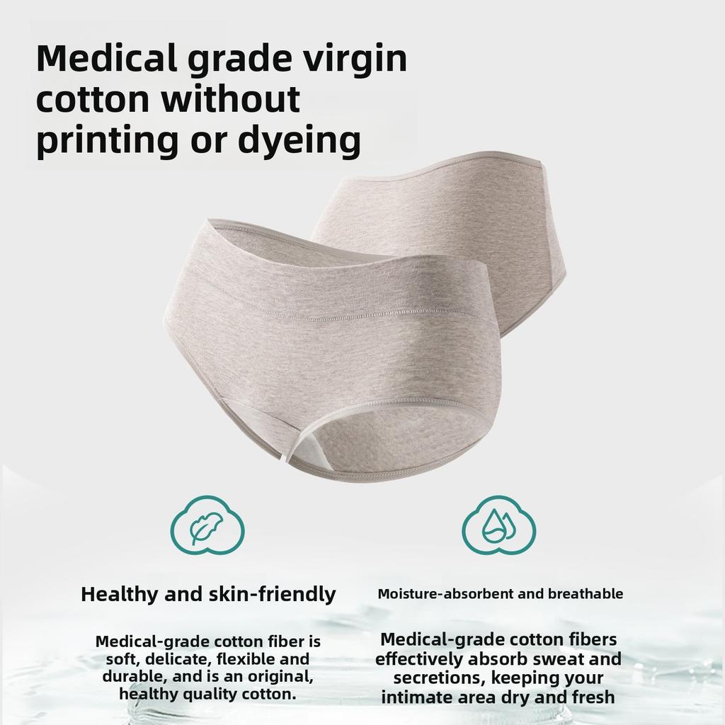 Female Spring and Autumn New Class A Medical Grade Pure Cotton Antibacterial Crotch High Waist Belly Tuck Briefs