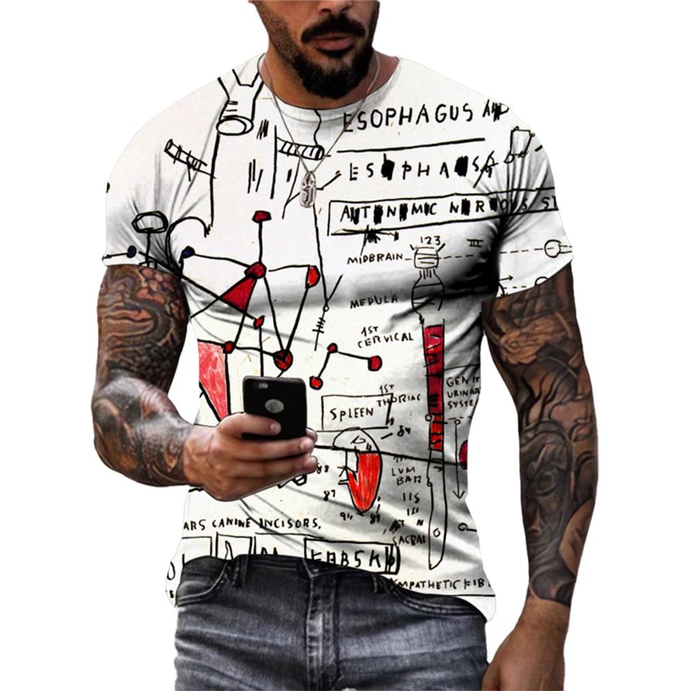 New Summer Hip-Hop Personality Graffiti Pattern T-shirt Fashion Printing Casual Short Sleeved Loose Oversized T-shirt