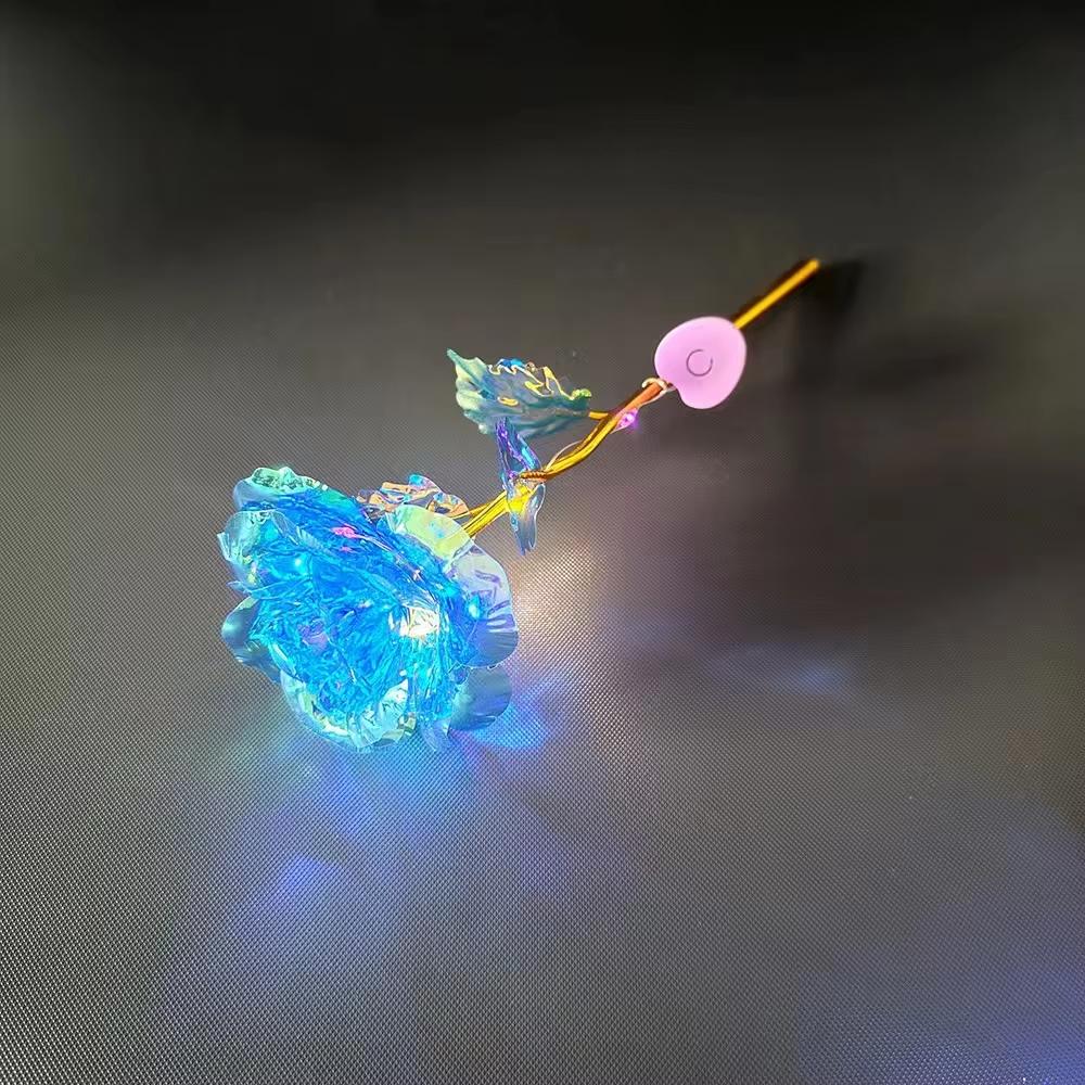 2pcs Led Valentine's Day Mother's Day Gift 24K Foil Plated Roses Artifical Flowers Wedding Decor Lighting Roses Creative Gift
