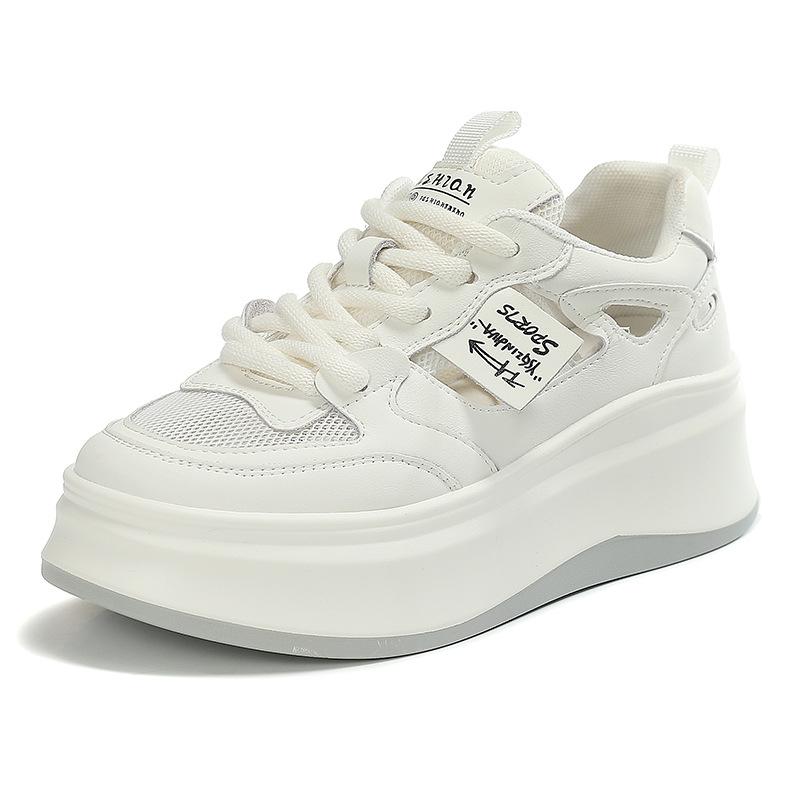 Hollow women's shoes summer new sandals small breathable inner height increase small white shoes thick-soled versatile muffin shoes