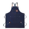 Waterproof Thickened Cotton Denim Apron - Oil and Stain Resistant, Solid Color Design for Household Kitchen Use