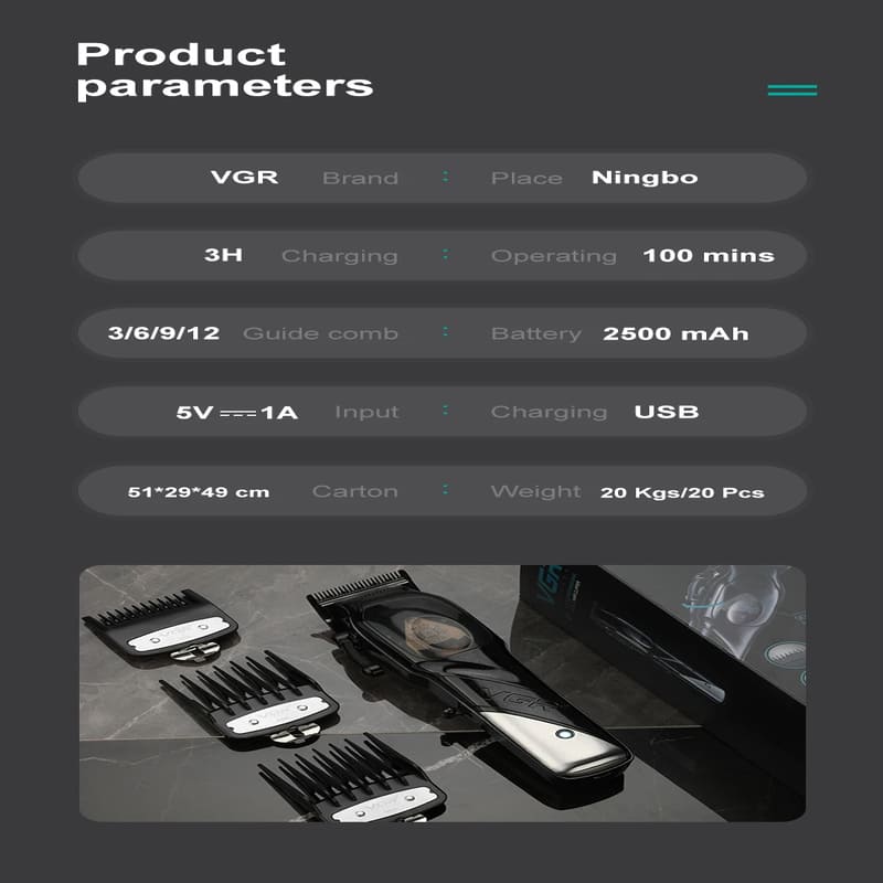 Stainless Steel Rechargeable Electric Hair Clipper Shaver Gradient Fine Trimming with Base Household Electric Shaver Rechargeable Dual-purpose